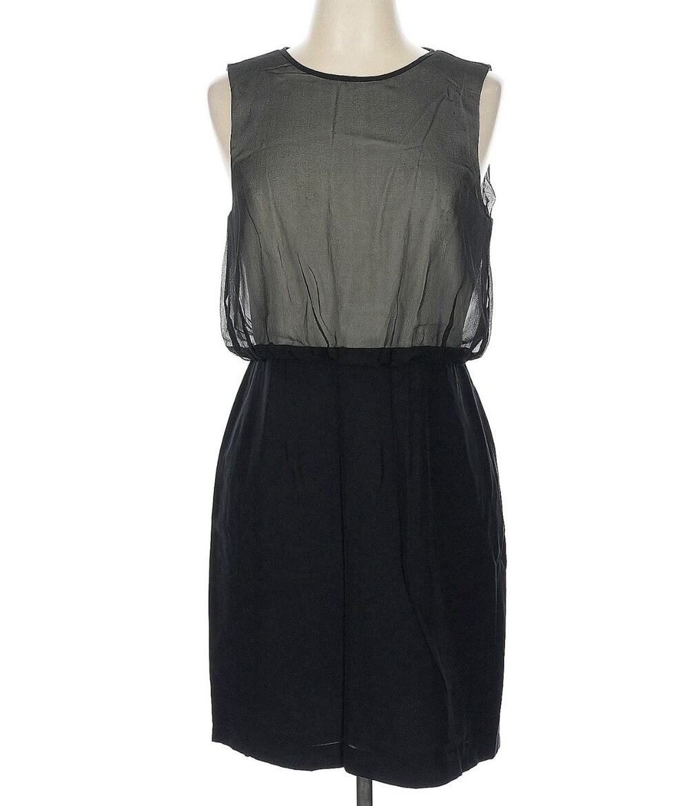 Tibi 100% Silk Cocktail Dress women's 10 Little BLack Sheer Sheer Overlay
